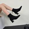 Boots Autumn and Winter Women Sock Ankle Boots Fashion Square Heel Ladies Elegant Elastic Fabric Short Booties Women's Footwear