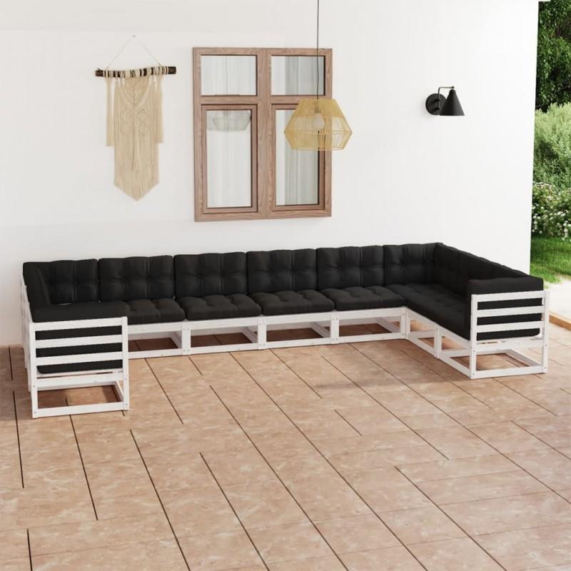 Day and Night - Day and Night 10-piece Garden Furniture Set with White Pine Wood Cushions
