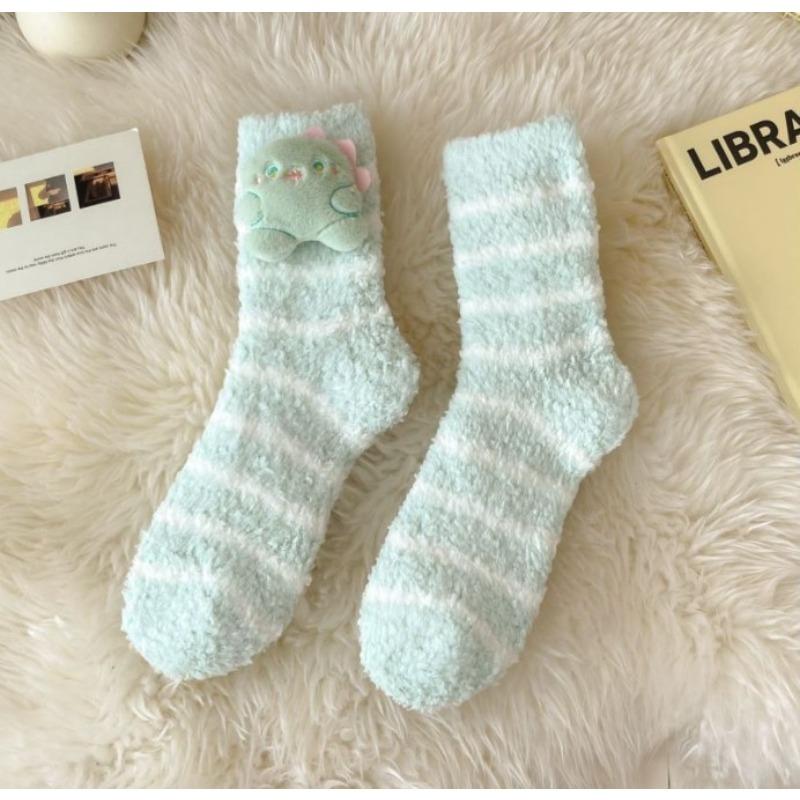 New coral fleece socks women's medium tube socks autumn and winter thickened sleep socks doll decorative warm home floor socks