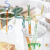 Colorful Glass Straws Reusable Drinking Straw Spiral Shape Easy to Use Clean