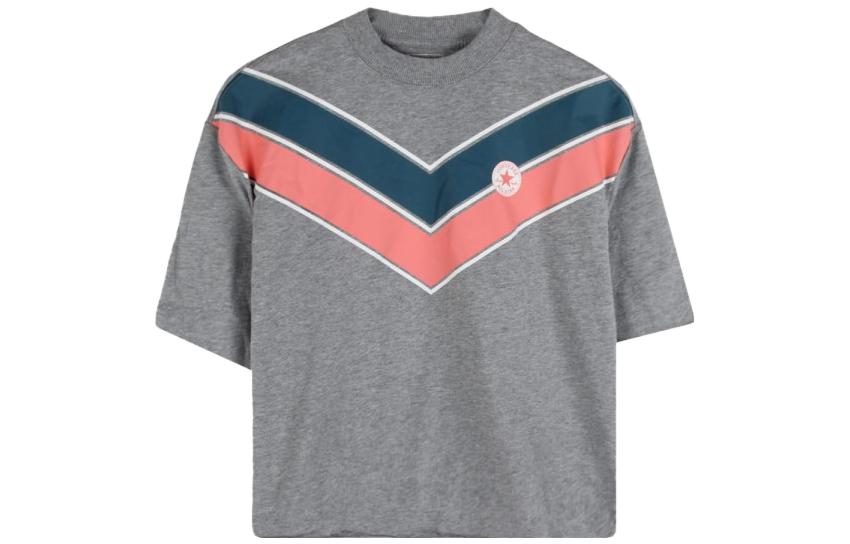 Converse T Shirts Women s Gray Crew Neck Moderate Straight Fit 10004585-A01 S