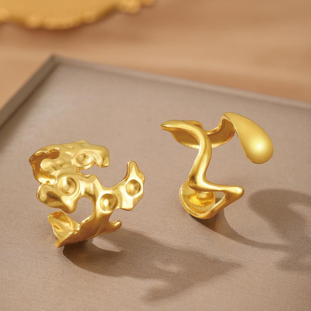 Edelstahl Goldfarbe Luxus Damenring Set Modeschmuck Versprechen Bagye Acier Inoxydable Frau Partnerringe für Frauen