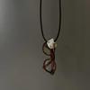 Wax rope acrylic KT hairy eye pendant removable necklace Korean version cute collarbone chain niche personalized necklace women