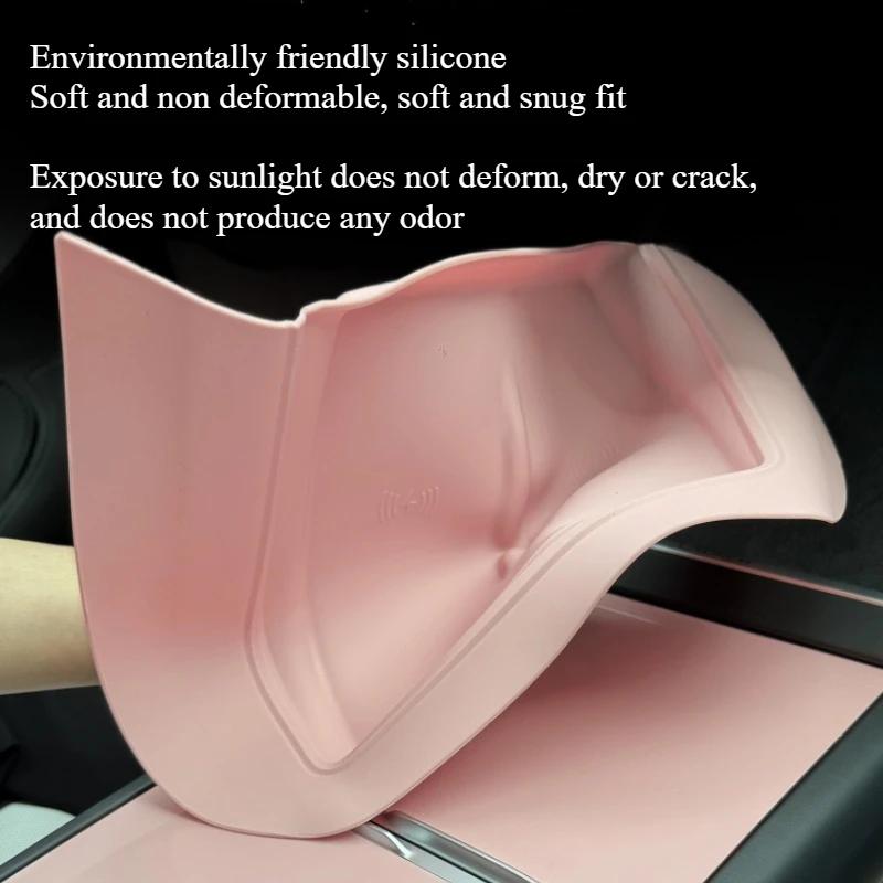 For Tesla Model Y Juniper 2025 Silicone Wireless Charging Pad Central Anti Fouling Dustproof Decoration Charging Mat Accessories