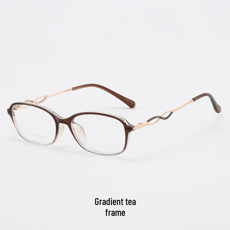 Intelligent Gentle Lady TR Glasses Frame - Ultra-Light, Natural Look with Hollow Temple Design and Prescription Lenses