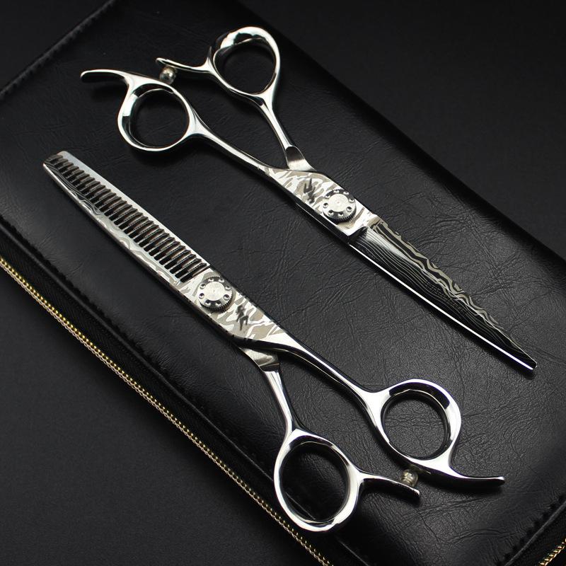 6.0 Damascus Steel Hair Cutting Scissors - Barber Shears, Straight & Thinning Options 6.0 inch Straight Shears