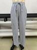 2026 Women's High-Waisted Cross-Color Striped Wide-Leg Pants - New Spring/Autumn Casual Slimming Fit