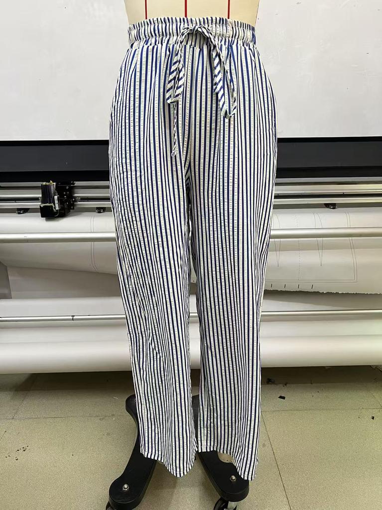 2026 Women's High-Waisted Cross-Color Striped Wide-Leg Pants - New Spring/Autumn Casual Slimming Fit