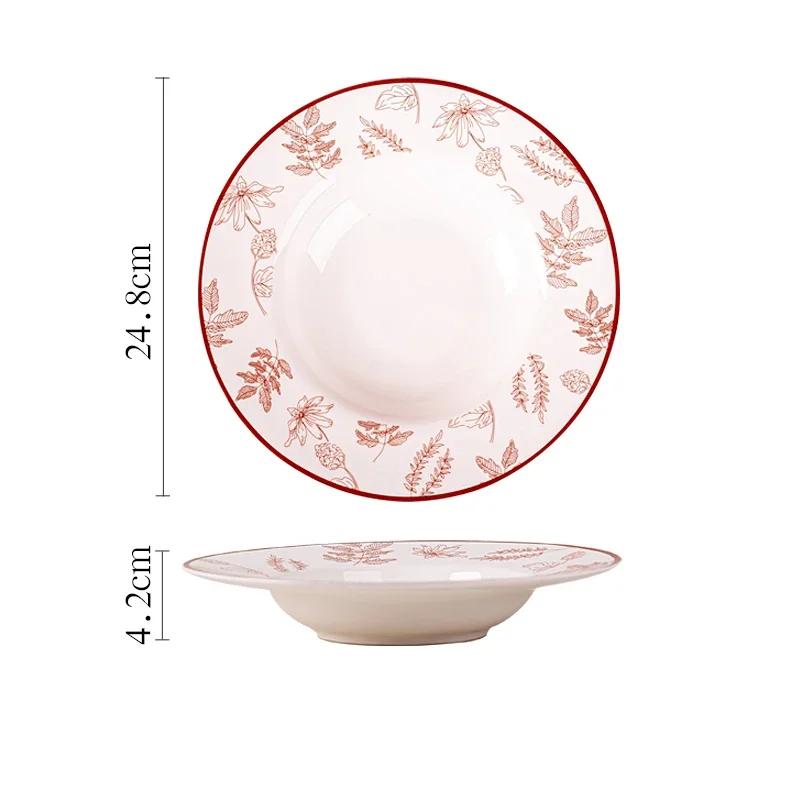 Chinese Style Creative Ceramic Plates High End Restaurant Circular Pasta Plate Delicious Fruits Salad Plate Wedding Tableware