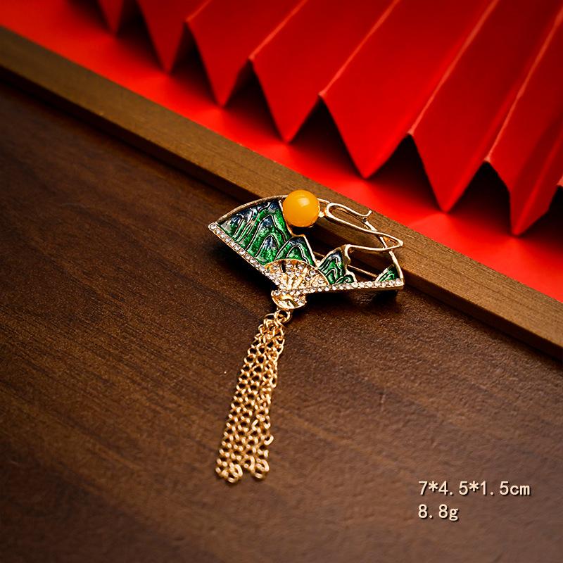 New Style Ancient Style Cheongsam Brooch Break Pressure Temperament Safe Buckle Pin Hanfu Bamboo Tassel Accessories