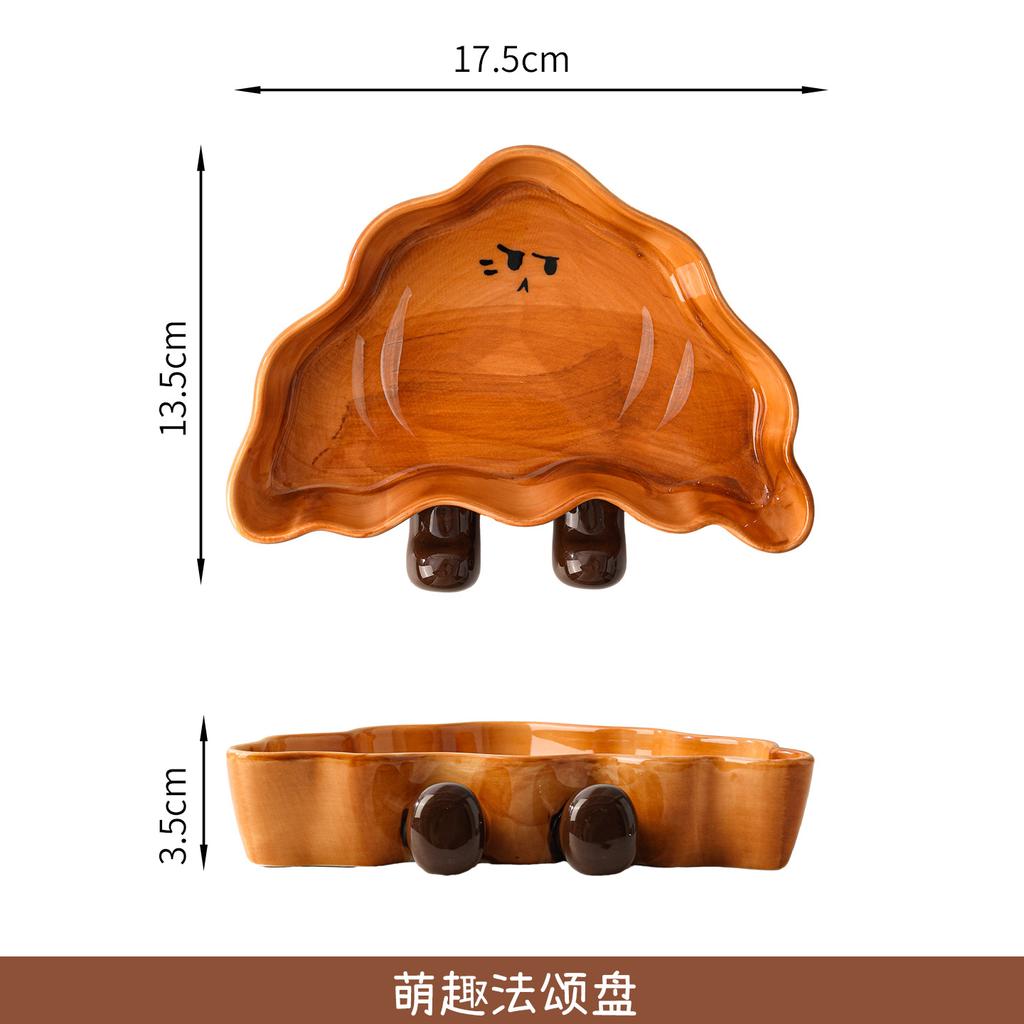 Creative Bread Shape Ceramic Plate Household Vegetable Plate One Person Food Cute Tableware Breakfast Plate Toast Plate Fruit Plate