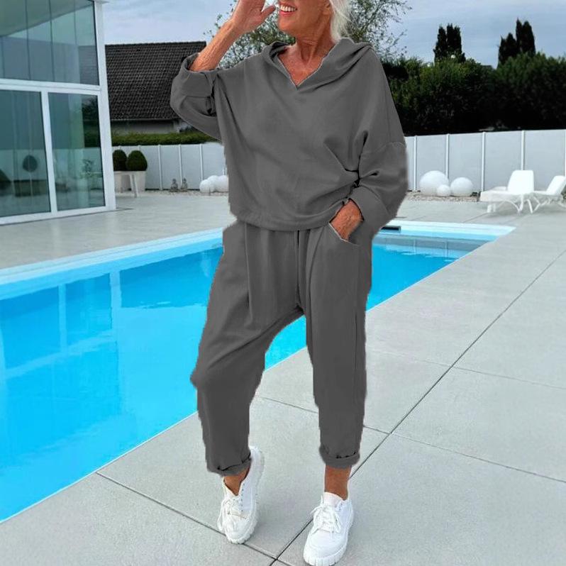 Women's Casual Hoodie and Jogger Set, Loose Fit Sportswear, Multiple Color Options