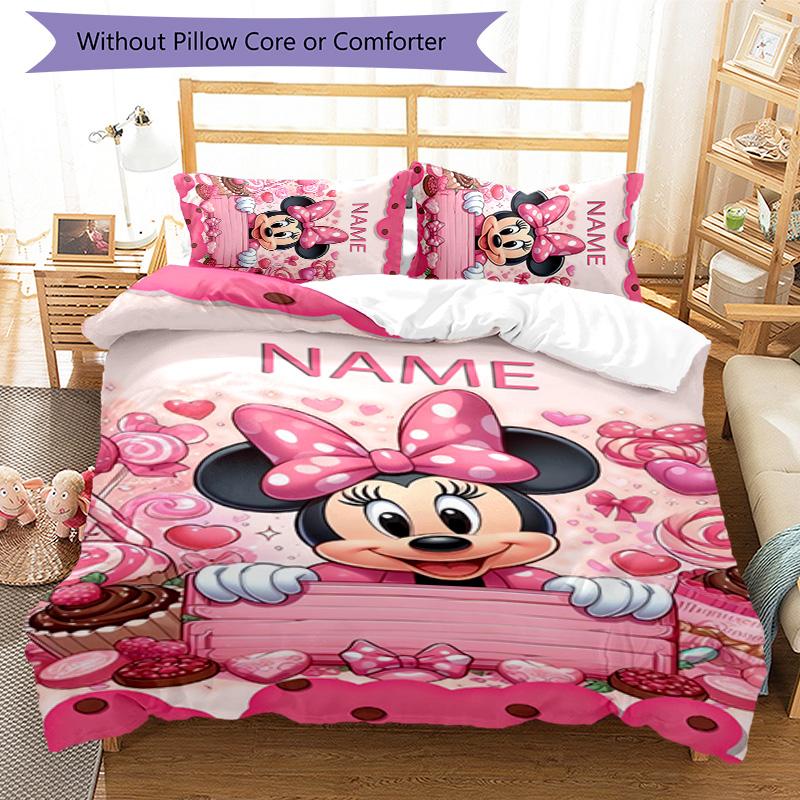 3pcs Minnie5 Cover Set - Personalized Name, HD Printed Bedding with 1 Cover and 2 Pillowcases - Perfect for Home Decor, Easy Care