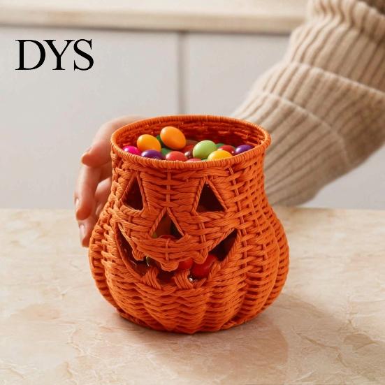 Decoratieve Opbergcontainer Halloween Pompoenlantaarn Tafelblad Decor, Geweven Heksenhoed Snoepschaal & LED Zwart Hars Prop, Gotisch Herfst Tafelstuk voor