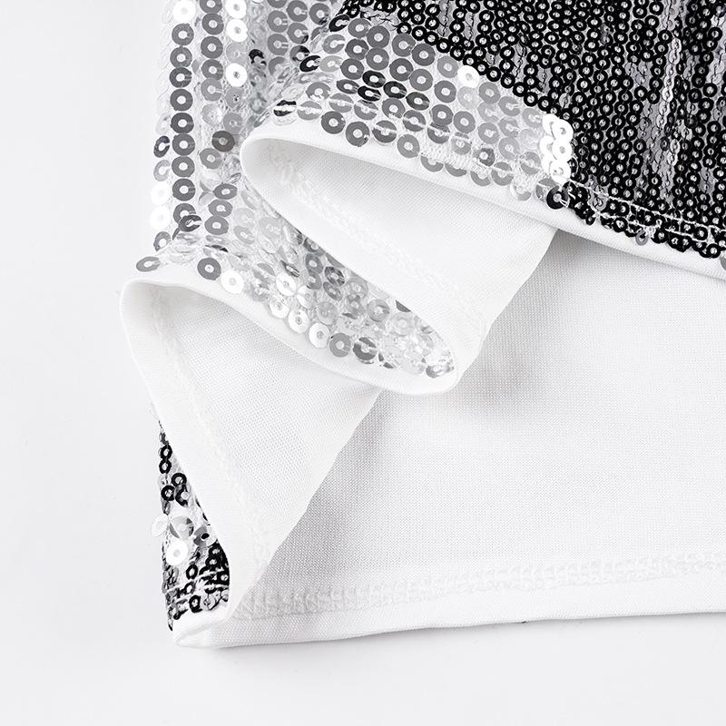 Gonna Mini in Maglia Sexy con Stelle di Paillettes Stile Europeo-Americano a Vita Bassa - Versatile Gonna da Donna per Street Fashion