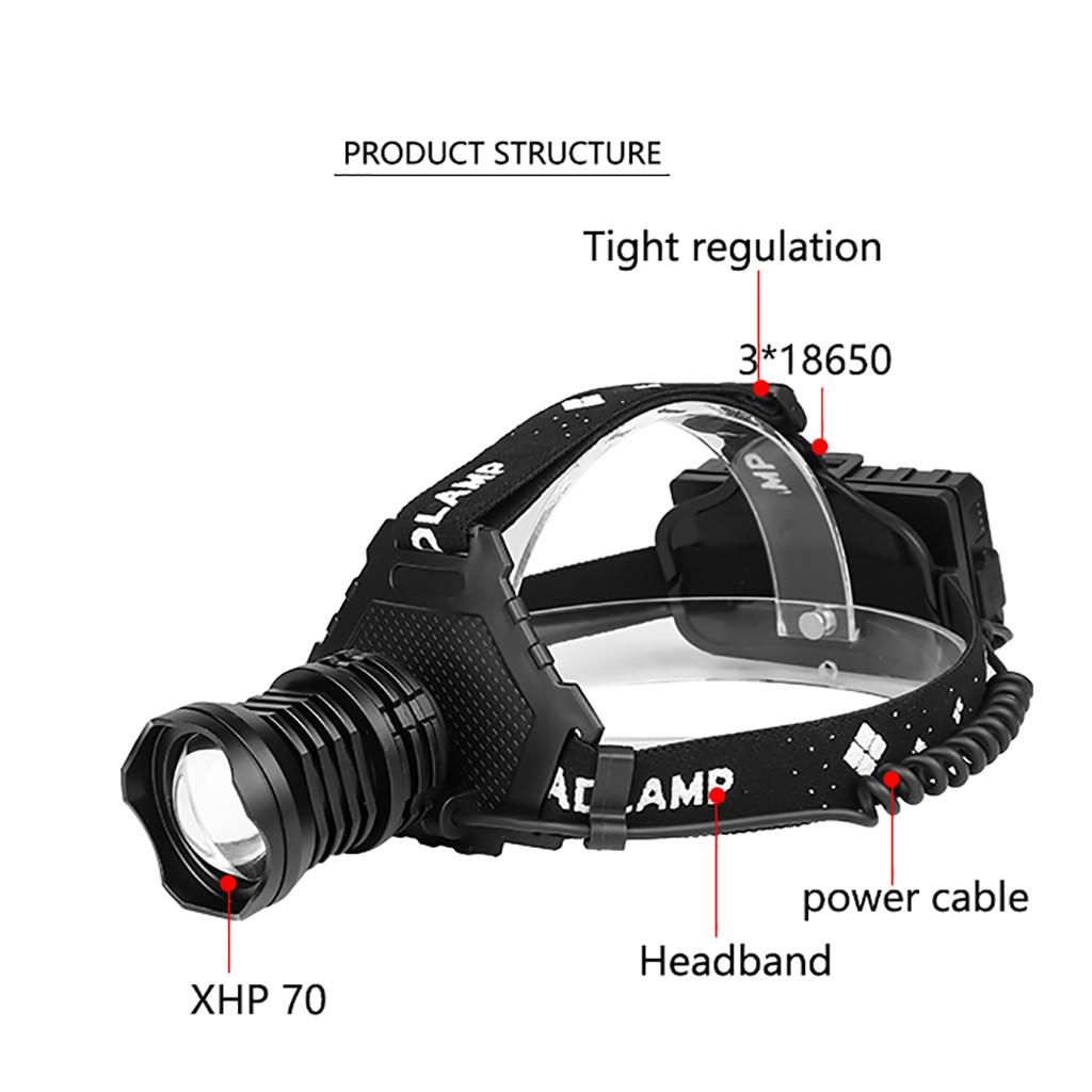 XHP70 LED Headlamp 5 Modes Headlight Flashlight Head Torch With Charging Display
