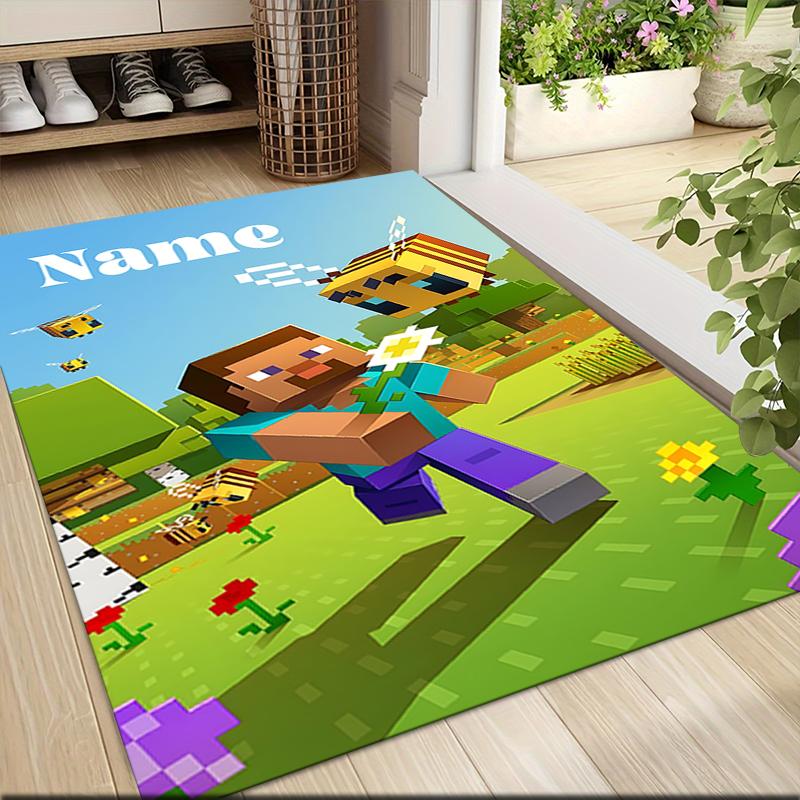 Custom Name Bee Sky Carpet Rug Customizable Soft Washable Anti-Slip Home Living Room Sofa Mats Personalized Rug. 0909409