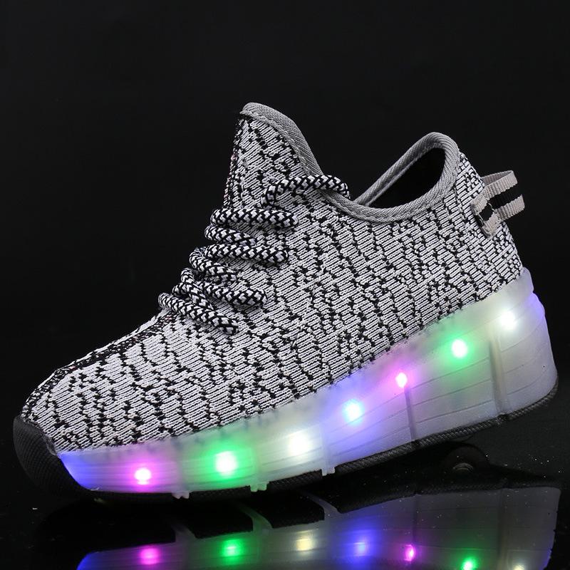 New Code Children's Single-wheel Runaway Shoes Vibrating Luminous Sole Double-wheel Colorful Light Wheel Shoes