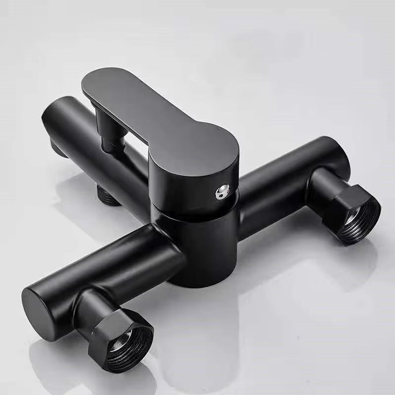 Stainless Steel 304 Contemporary Matte Black Dual Outlet Water Hotel-Grade Wall Mounted Shower Bathtub Mixer Faucet Tap