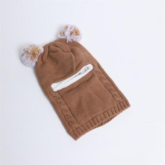 Children Hat Dual Fur Ball Decor Kids Winter Hat Breathable Thermal Cap Outdoor School Thickened Velvet Lining Headgear