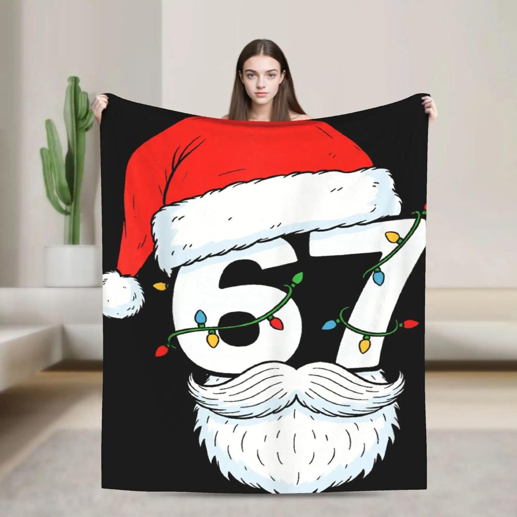 Students Saying Six Seven Meme Teacher Christmas Plush Flannel Throw Blanket for Bed Warmth Outdoor Use