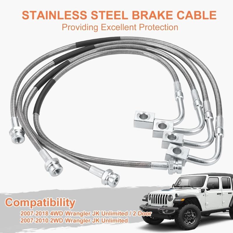 Durable Reliable Brake Lines for JK 2007-2018 89716 Stainless Steel Brake Cable