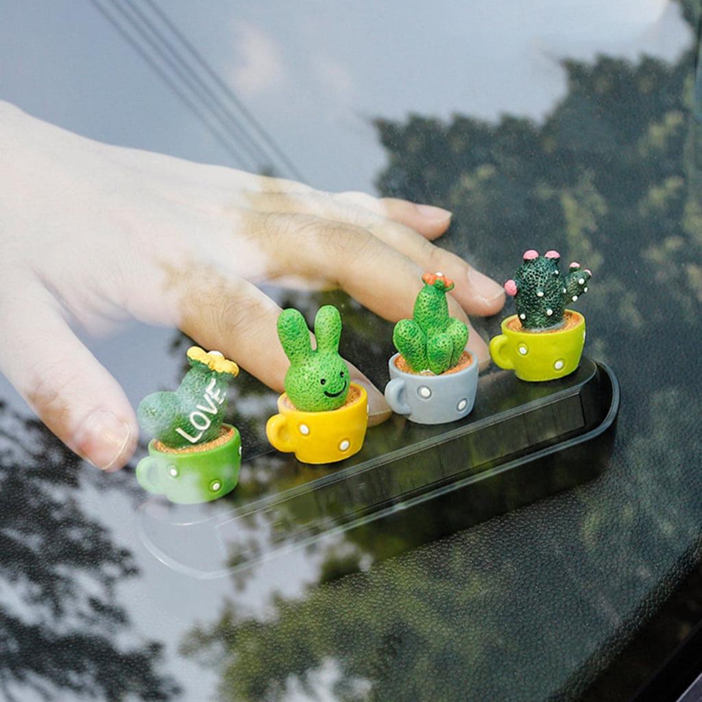 4pcs Interior Car Dashboard Decorations, Potted Plants Art Decoration Best Gifts Birthday Graduation