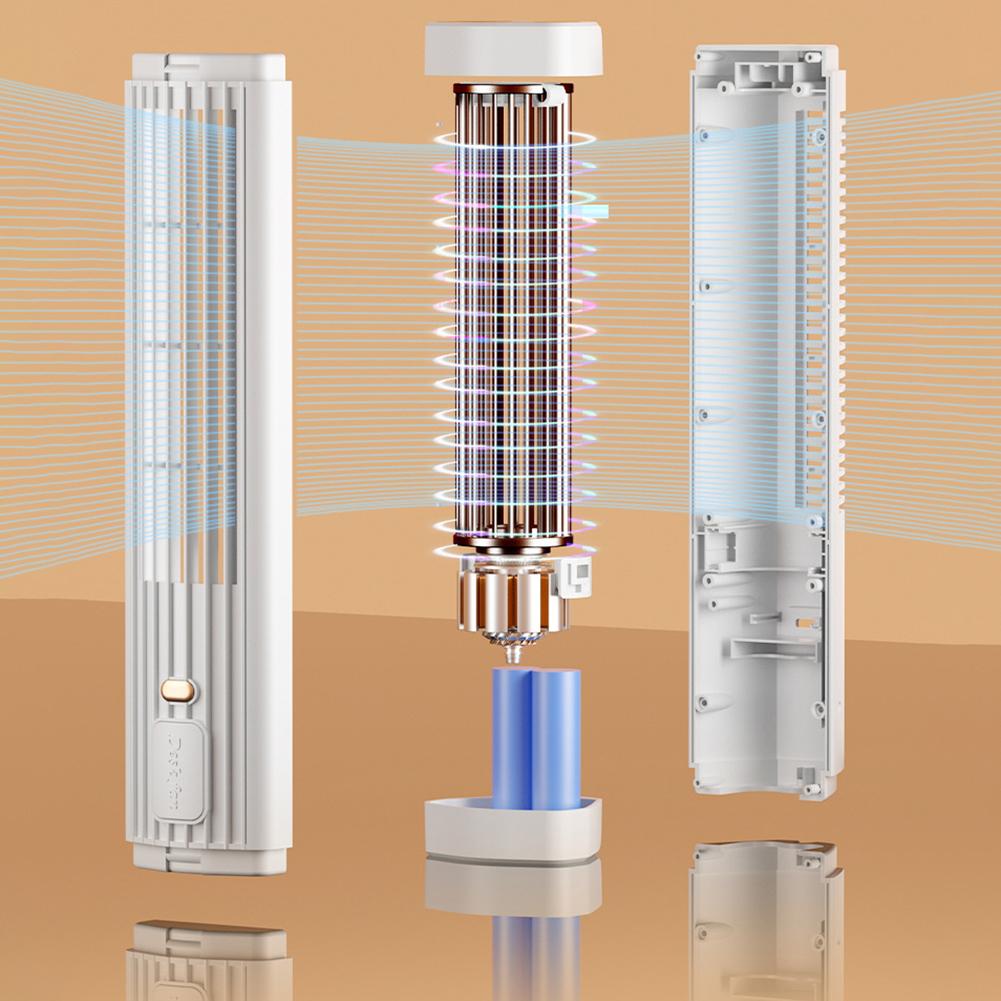 Bladeless Tower Fan USB Rechargeable 3 Speed Standing Quiet Cooling Fan 1200mAh Mini Vertical  Standing Tower Fan