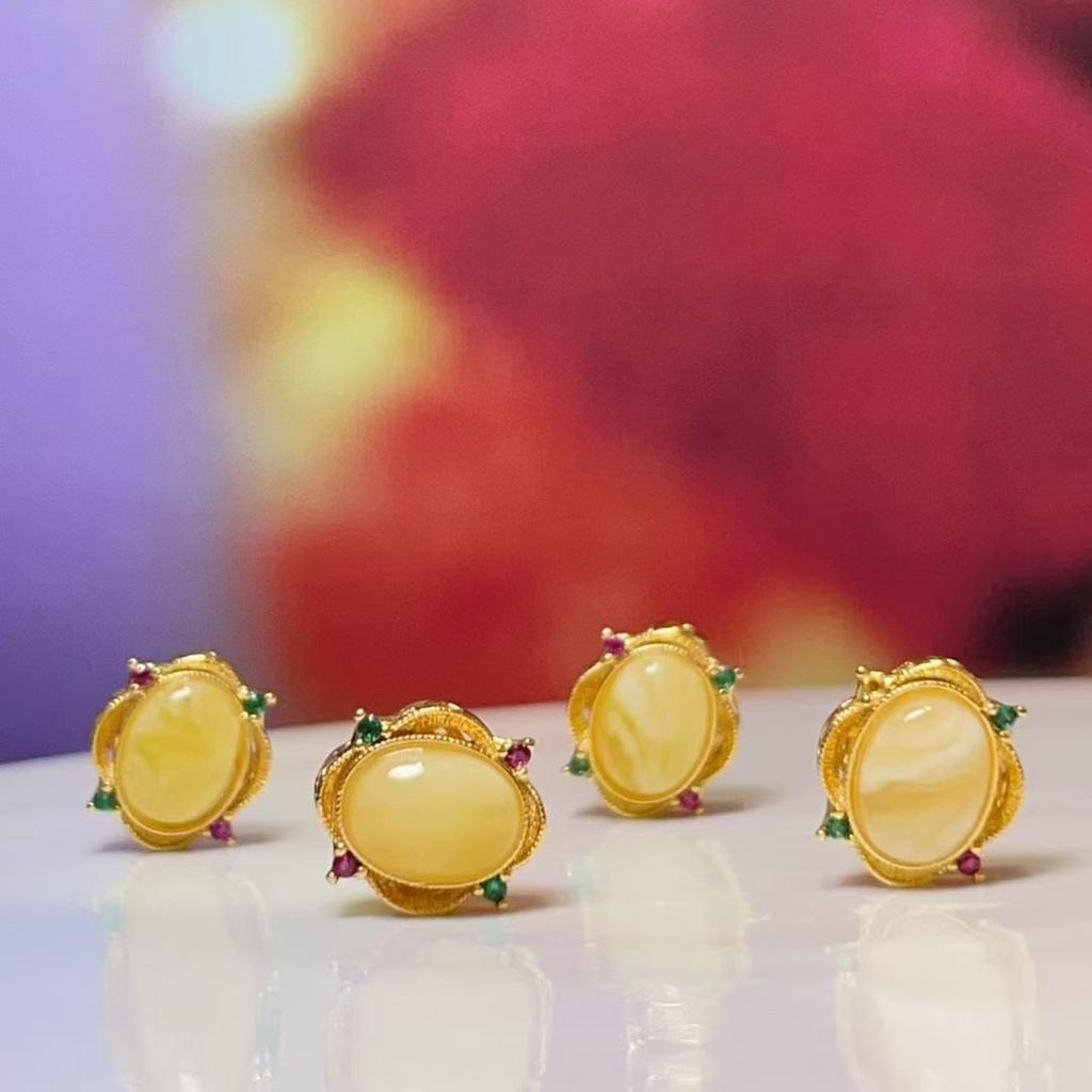 5Pcs, Energy Natural Stone Pendant with Gold Trim Accents, Stylish Handcrafted Yellow Gemstone Charms for DIY Necklace Accessories, Jewelry Making