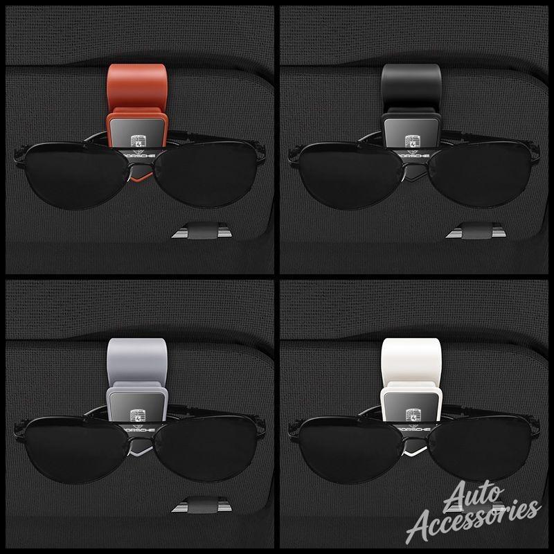 Car Interior Sun Visor Glasses Holder Sunglasses Case Card Ticket Holder Clip For Porsche Boxster Cayman Cayenne Macan Panamera