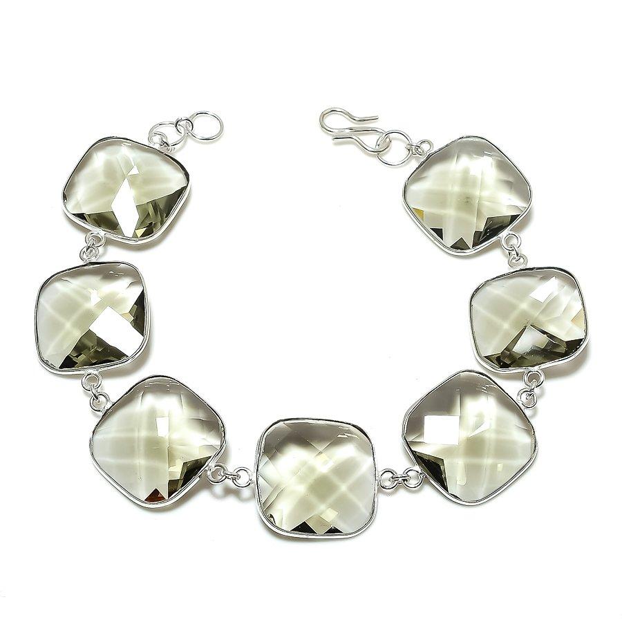 

Браслет ручной работы из стерлингового серебра 925 пробы с натуральным драгоценным камнем перидот 7-8 дюймов C7m02