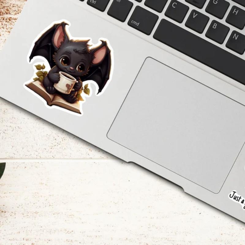 

Cute Bat Drinking Coffee Kawaii Sticker-Durable for Laptop, Car, Luggage, Skateboard & More - Perfect for Teens, Adults, Creative Decor & Gifting 5PC