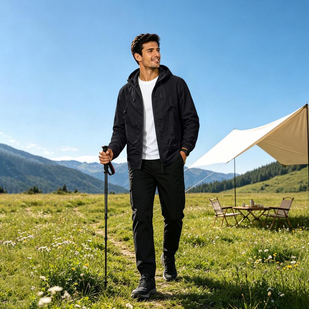 Men Ultra Thin Breathable Outdoor Fishing Sun Protection Jacket Lightweight Hooded Windbreaker Quick Dry Zip Up Design