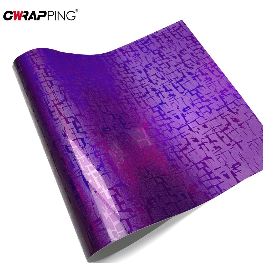 Carbon Fiber Gloss Film Purple Aircraft Pattern Vinyl Stickers for Automotive Scratch-resistant Motorcycle Custom Decoration