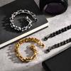 Thick Men's Chain Bracelet,Handmade Stainless Steel Links Wristband,Casual Jewelry Gift
