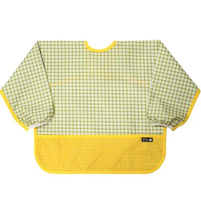 Pli? Color Matching Waterproof Long-sleeved Bib, 11 Green Check, 1 Piece, 1 Piece