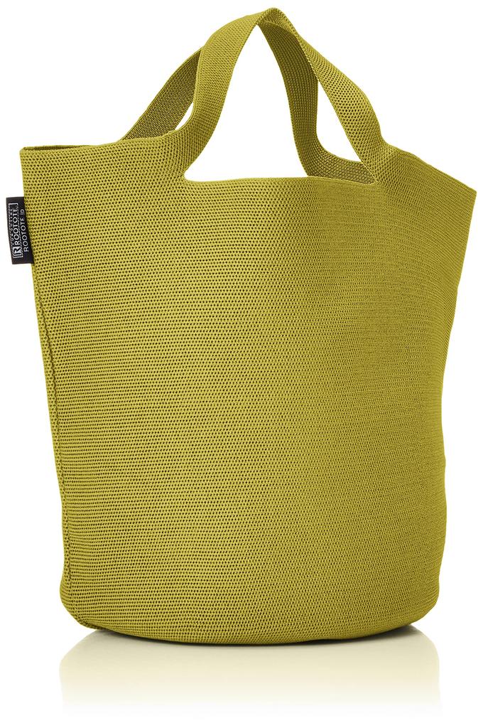Recycled Yarn Knitted Basket Tote Bag Deli 0256 Olive [Rootote] Lightweight, Freestanding, Hat-shaped, Po-No Women's