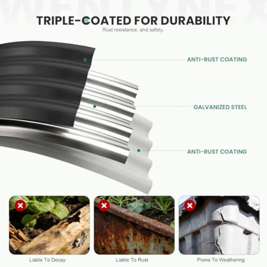 5×3×1.4FT Galvanized Raised Garden Bed Outdoor Metal Raised Garden Bed Kit Large Planter Raised Beds 4 In1 Modular Raised Plant