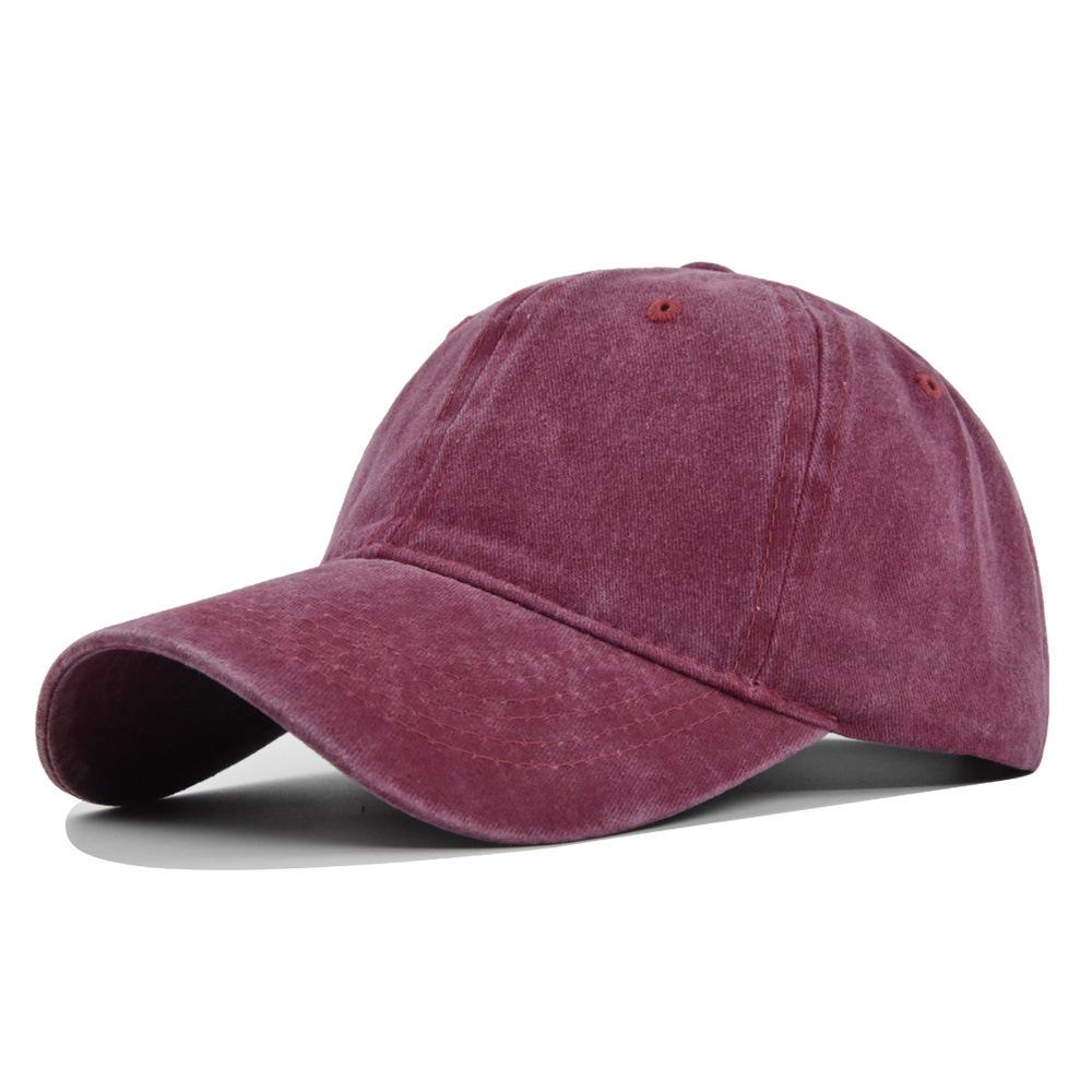 Solid Color Washed Baseball Cap - Adult & Kids - Distressed Duckbill Cap - 6-panel Curved Brim - Large Head Size - Plain Cap