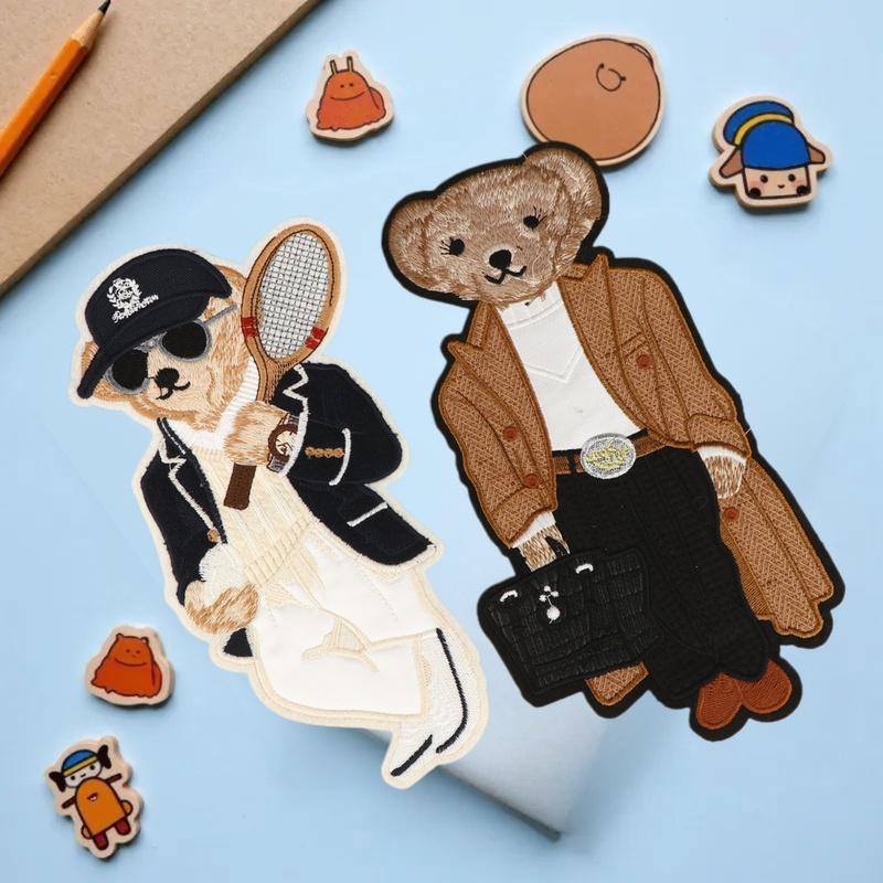 Large Bear Clothing Patch Hand Sewn Embroidery Patches Clothes Decoration Accessories Sewing Applique DIY Craft Backpack Textile