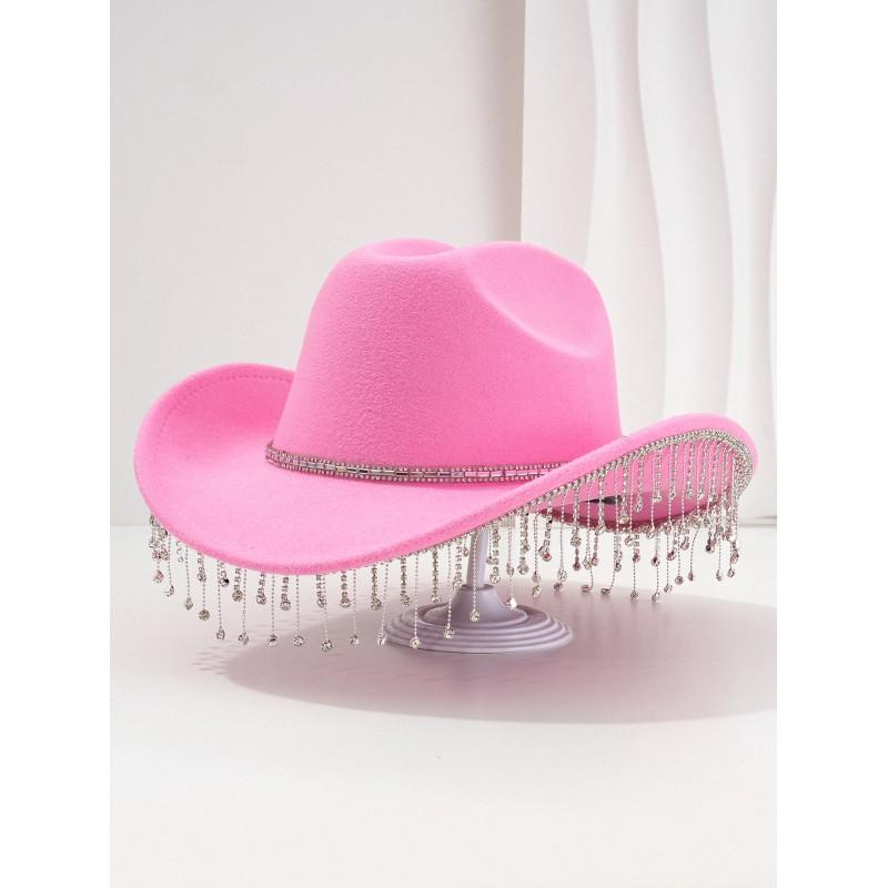 Unique Sweet Party Hat With Square Rhinestone Chain Tassel Music Events