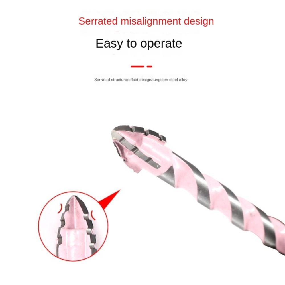 Four-Edged Eccentric Drill Bit Serrated High Hardness Concrete Drill Bit Set Skewed Head Hexagonal Shank Drill Bit Drilling Tool