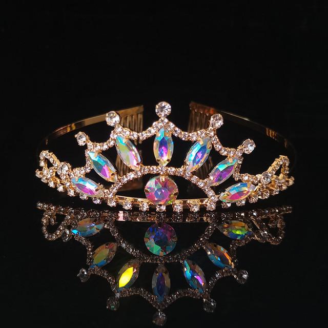 New Colorful Crystal Crown Wedding Bridal Women 'S Hair Accessories For Girls Birthday Fashion Headdress Bride Tiara Clip