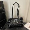 Rivet Belt Buckle Underarm Bag Large Capacity Tote Bag Trendy PU LeatherShoulder Bag  Commute
