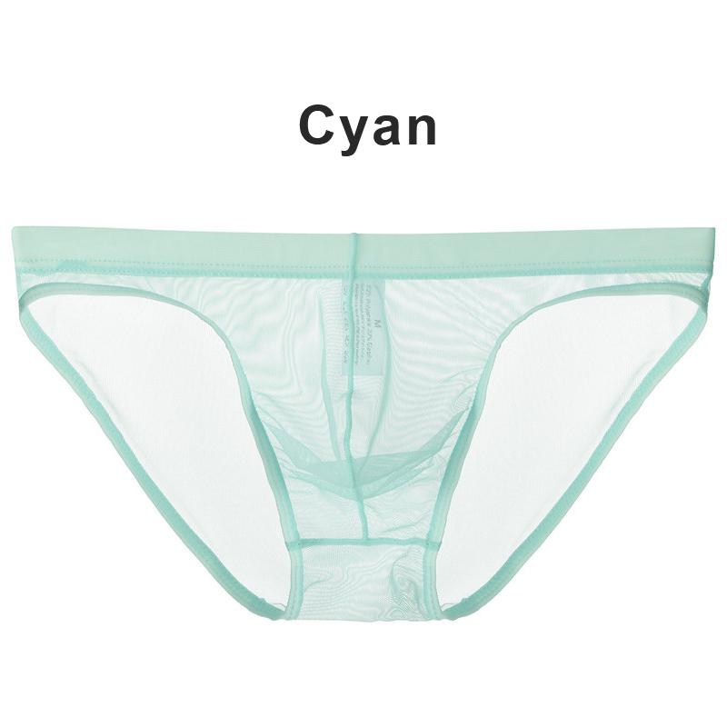 Men Soft Underwear Mesh Transparent Panties Low Rise Briefs See Through Breathable Sexy