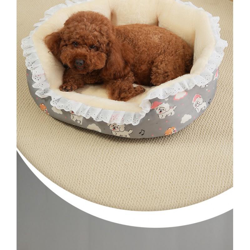 Cozy Open-Top Pet Bed Dogs Cats Winter Warm Thickened Floral Print Nest House Four Use