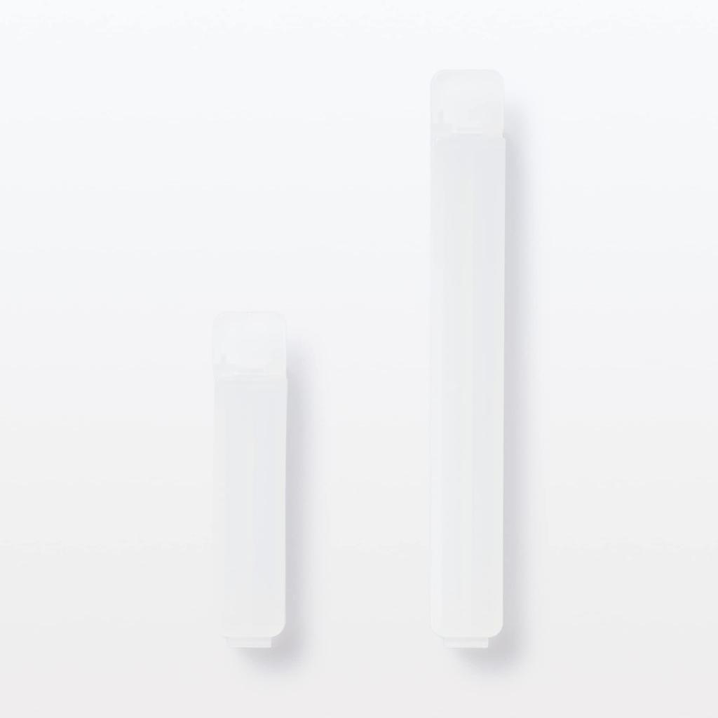 MUJI Polypropylene Bag 12cm Wide x Deep x 1cm Pack of 5 Clips, Semi-Transparent, Large, 1.5cm High, 12057086,