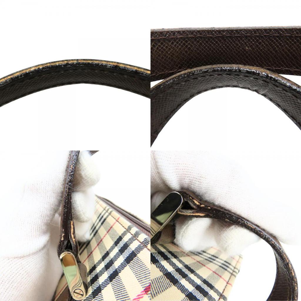 Used BURBERRY Tote Bag canvas/leather beige Brown Nova Check