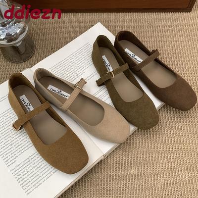 Mode Weiches Schuhwerk Flache Damenballerinas Lolita Schuhe Lässig Damen Quadratische Zehenpartie Mode Schnallenriemen Damen Mary Janes Ballerinas