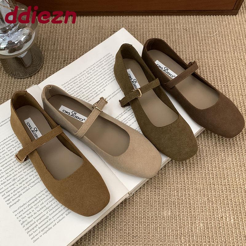 Fashion Soft Footwear Shallow Women Flats Lolita Shoes Casual Female Square Toe Fashion Buckle Strap Ladies Mary Janes Flats Shoes